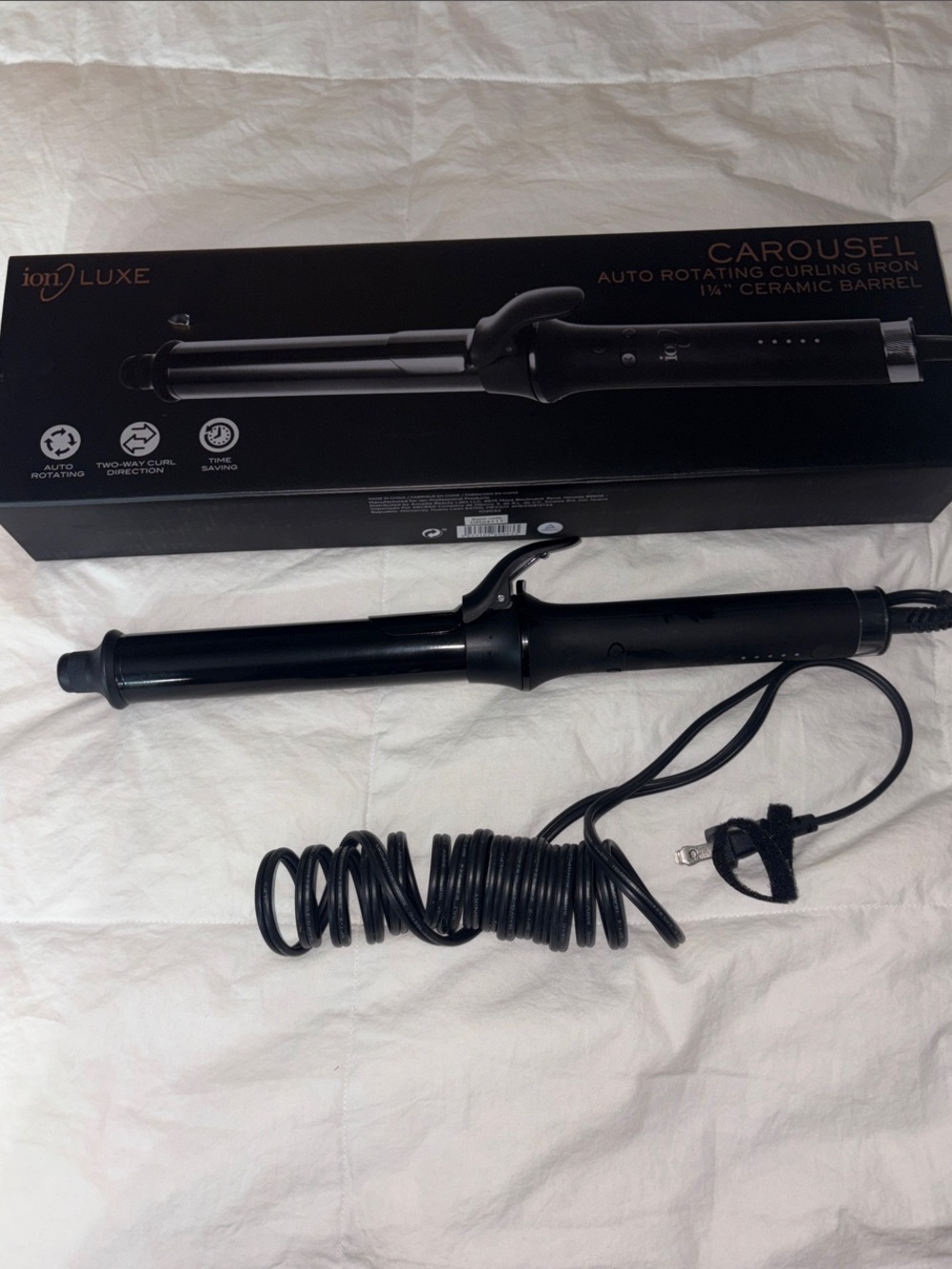 Luxe Black Auto Rotating Curling Iron - Carousel 1¼" Ceramic Barrel